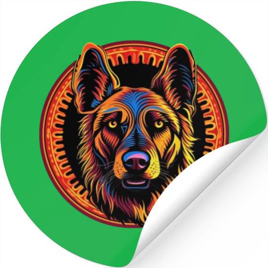 German Shepherd Funny Dog Street Art Comic Pet Stickers