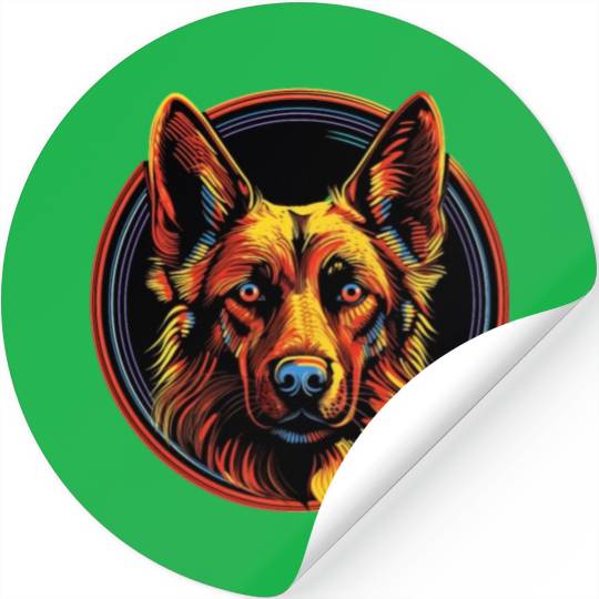 German Shepherd Funny Dog Street Art Comic Pet Stickers