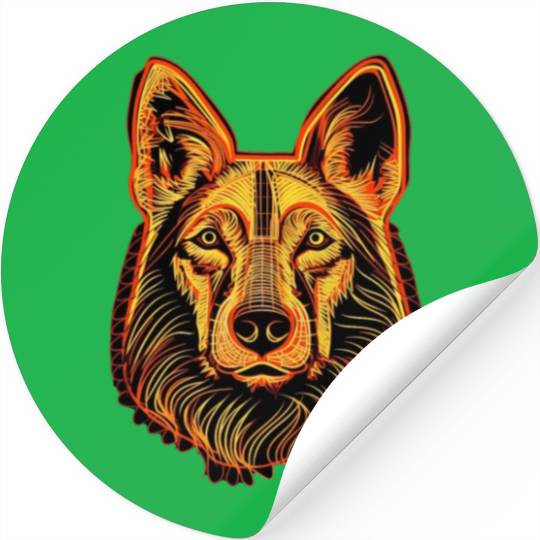 German Shepherd Funny Dog Street Art Comic Pet Stickers