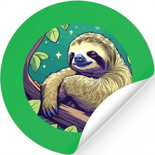 Sleeping Sloth Illustration Stickers
