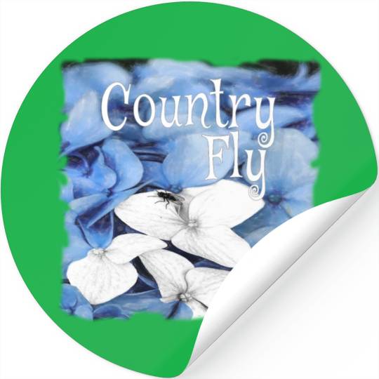 Country Fly Blue Hydrangea Watercolor Clothing Stickers