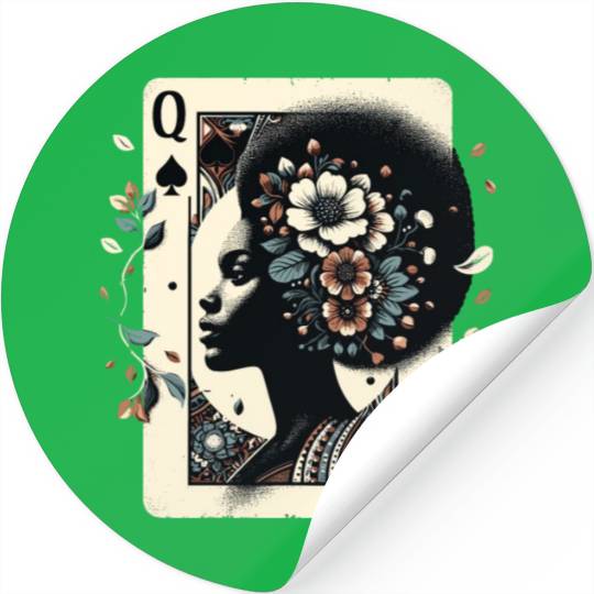 Black Queen Poker Tarot Card African American Stickers