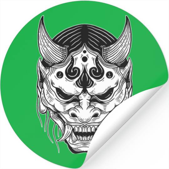 Japanese Devil Skull Mask Art Stickers