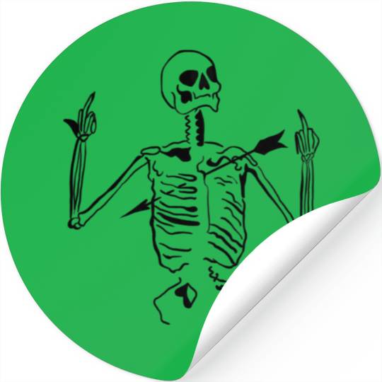 Skeleton pierced Fuck off Stickers