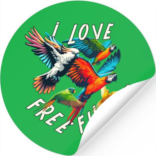 I Love Free Flight Free Flying Parrot Bird Train Stickers