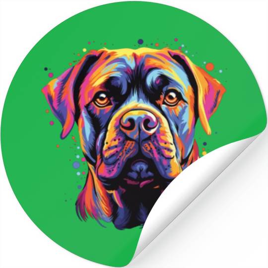 Watercolor Colorful Cane Corso Stickers