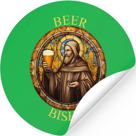 Brewed Blessings: Stained Glass Bishop Stickers