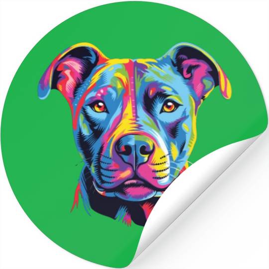 Watercolor Colorful American Pit Bull Terrier Stickers