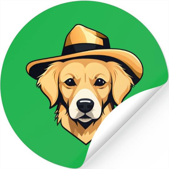 Golden Retriever with Safari Hat Stickers