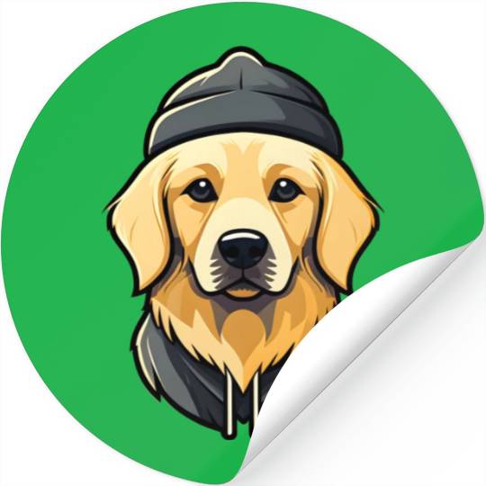 Golden Retriever with cap Stickers