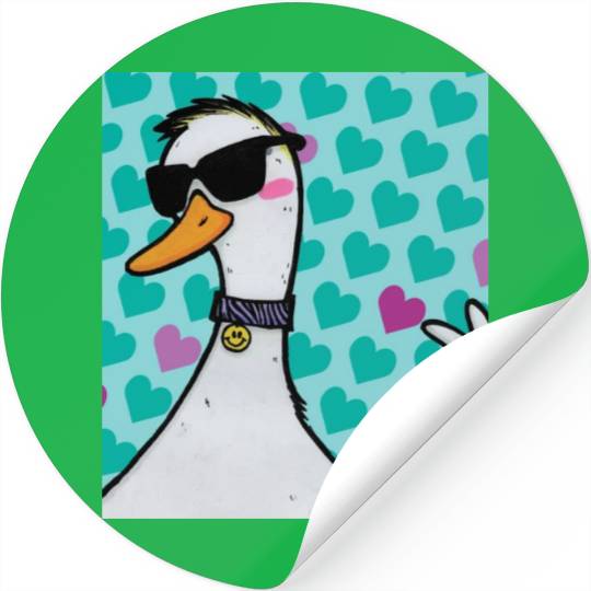 90s Raver Cartoon Duck, Party Animal, Kids Room Stickers