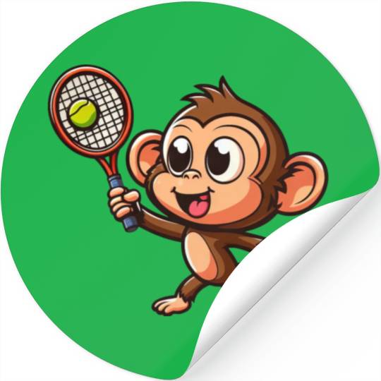 Monkeys in Tennis and Badminton Duel - Hilarious Stickers