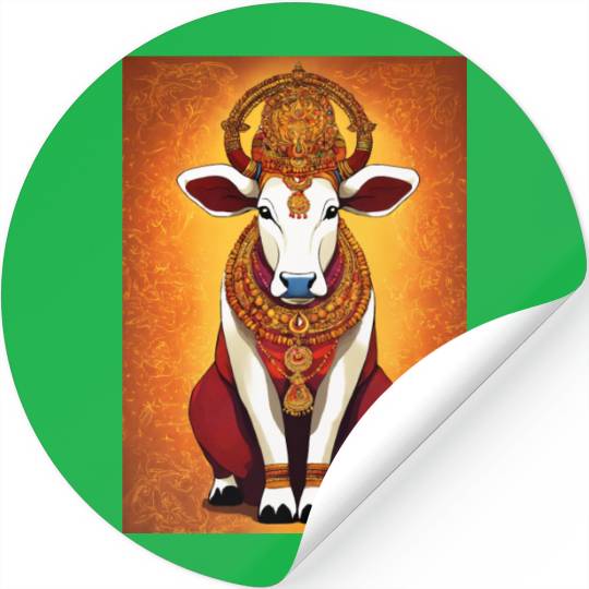 hindu cow goddes art Stickers