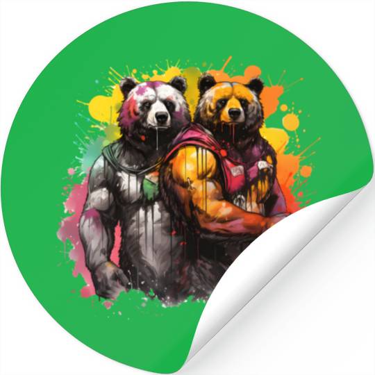 Bear Hug: 2 Big Bulky Bears, bears lovers Stickers