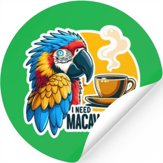 Blue Gold Macaw Macaw-Fee Coffee Lover Stickers