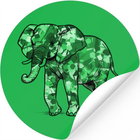 Mighty Elephant in Emerald Green Stickers