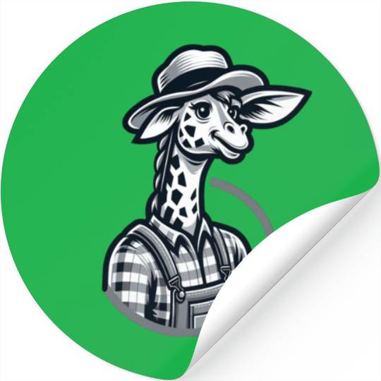 Cute Giraffe Farmer Stickers