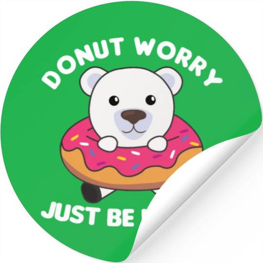 Cute Polar Bear Funny Animals In Donut Pink Stickers