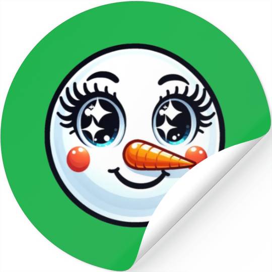 Lady Carrot-Nosed Snowwoman Cute Snowman Christmas Stickers