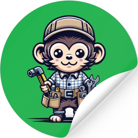 Cute Monkey Craftsman Stickers