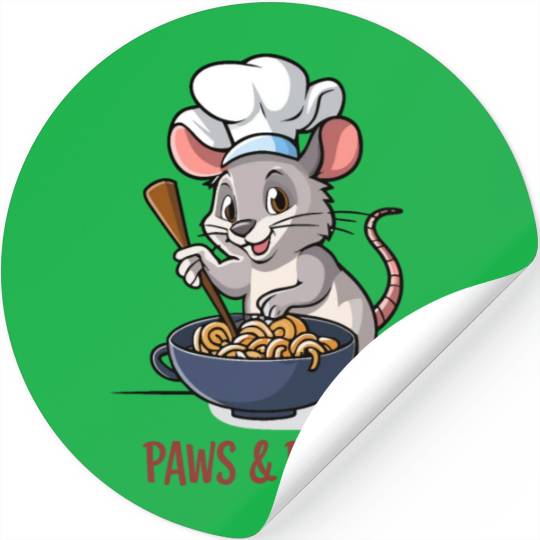 Paws and Ramen Funny Rat Animal Sayings Stickers
