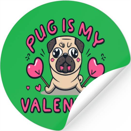 Pug Is My Valentine Cute Valentines Stickers