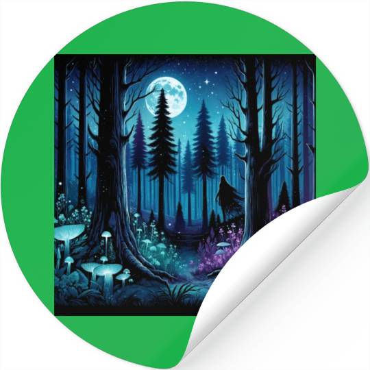 Mystic Moonlit Enchanted Forest Stickers