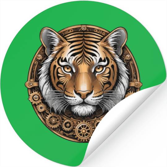 Steampunk Predator - Mechanical Tiger Art Stickers