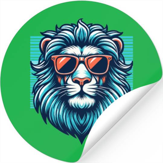 Chill Monarch - Lion with Sunglasses Retro Stickers