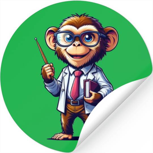 Cute Monkey Teacher Stickers