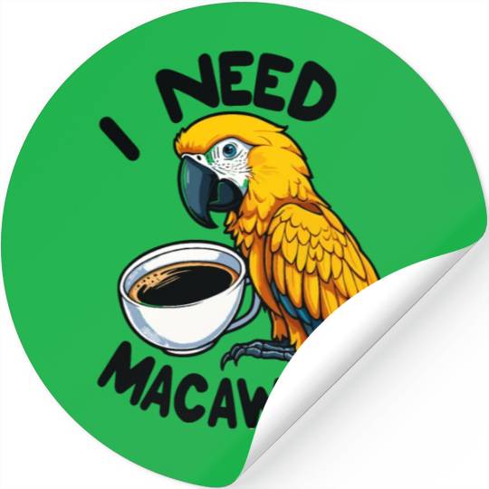 Gold Macaw Macaw-Fee Coffee Lover Stickers