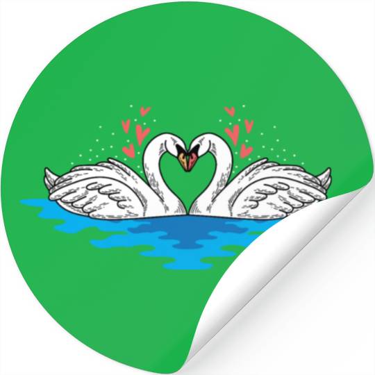 Couple Heart Swan Husband and Wife Gift Stickers