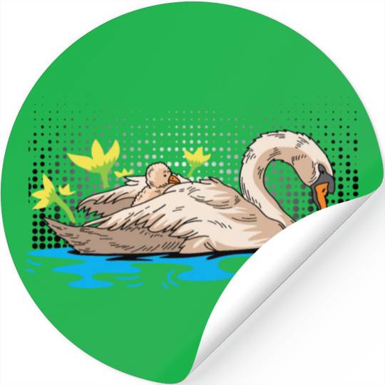 Mother Child Swan Zookeeper Gift Stickers
