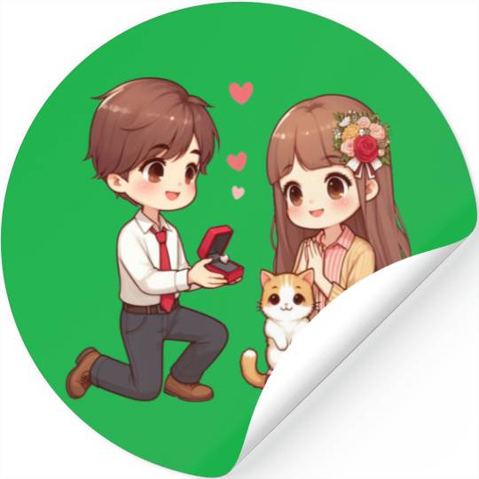 A Man proposing beautiful girl on Valentine s day Stickers