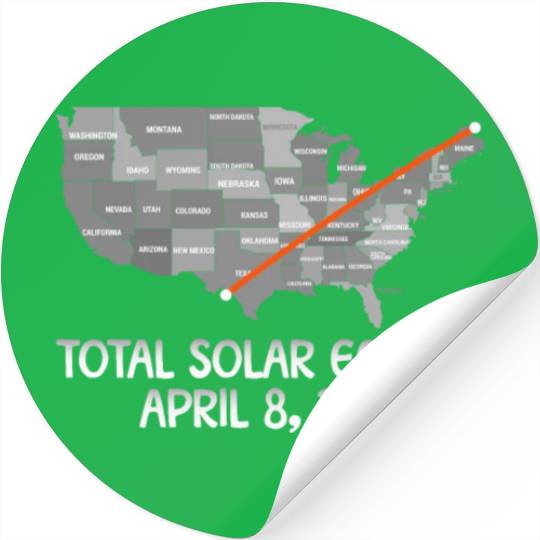 Total Solar Eclipse April 8 2024 USA Map Totality Stickers