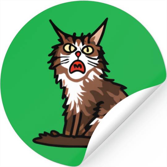 Maine Cat - Grumpy or Surprised Expression Stickers