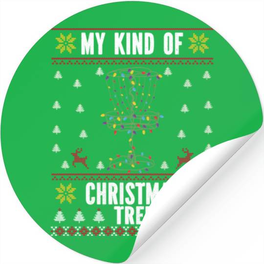 Disc Golf christmas tree ugly sweater Stickers
