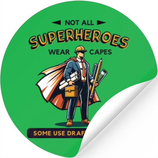 Architect Superhero Drafting Design Stickers
