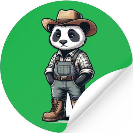 Cute Panda Farmer Stickers