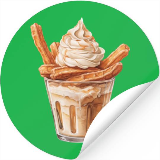 Vanilla Churro Ice Cream With Caramel Sauce Stickers