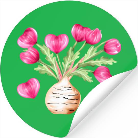 Turnip Love Bouquet Heart Flowers Valentine's Day Stickers