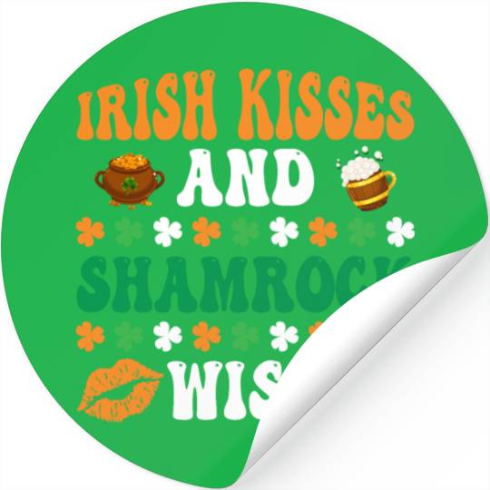 Irish Kisses And Shamrock Wishes St. Patrick's Day Stickers