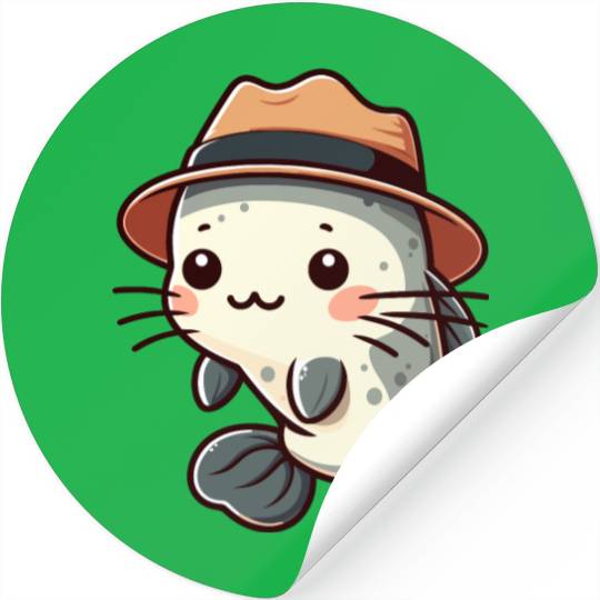 Cool Catfish in Hat Stickers