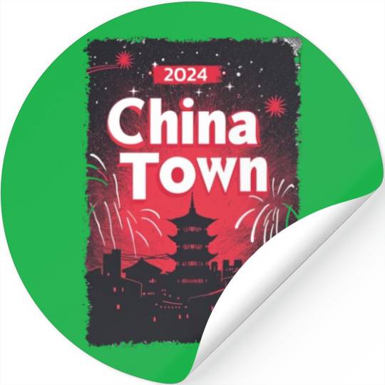 ChinaTown Ignites: Synthwave Red & Black Shiluette Stickers
