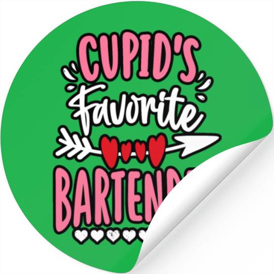 Cupid's Favorite Bartender Valentines Day Matching Stickers