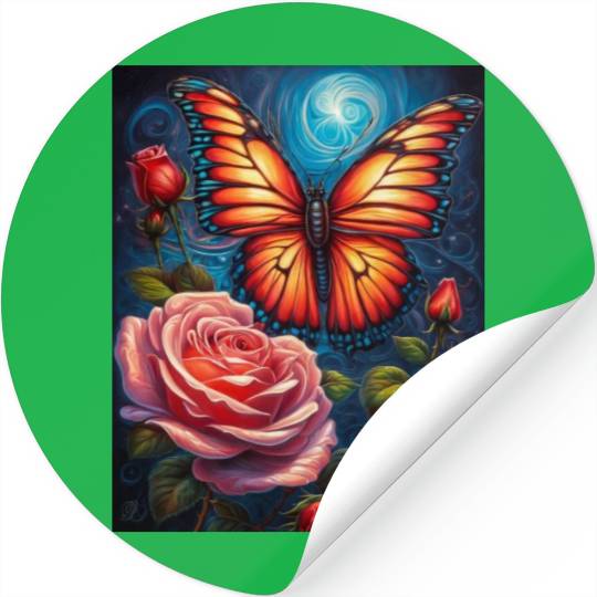 Emerald Monarch: A Delicate Embrace of Nature Stickers