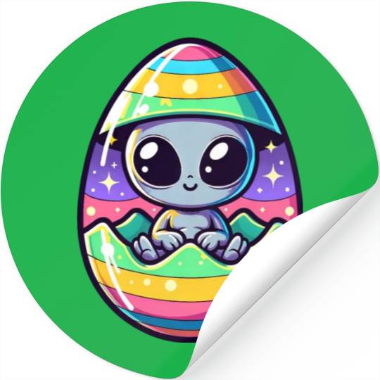 Alien Easter Egg Hatching: Colorful Surprise Stickers