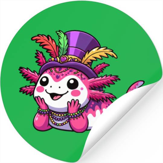 Mardi Gras Axolotl: Carnival Joy Stickers