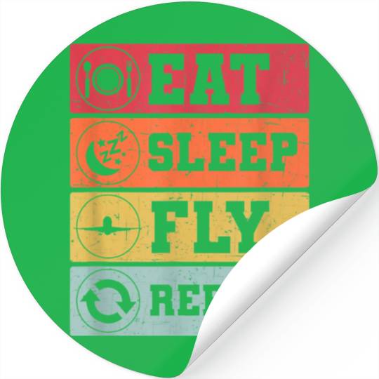 Eat Sleep Fly Repeat Pilot Flight Attendant T Stickers