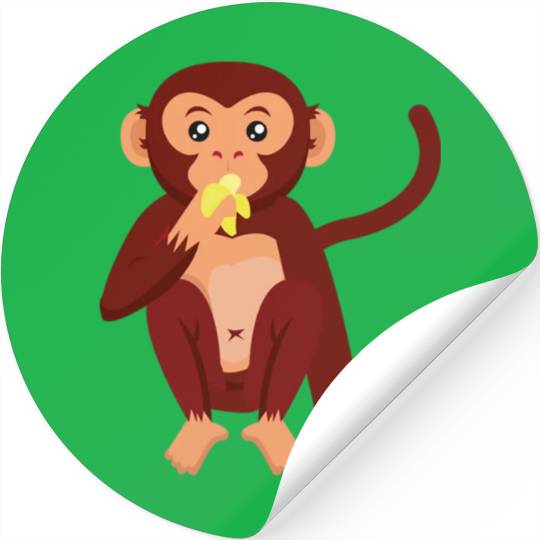 Cute monkey eating banana Stickers